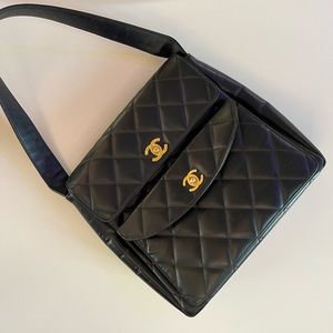 Vintage Chanel Double Turnlock Duma Tote Bag
